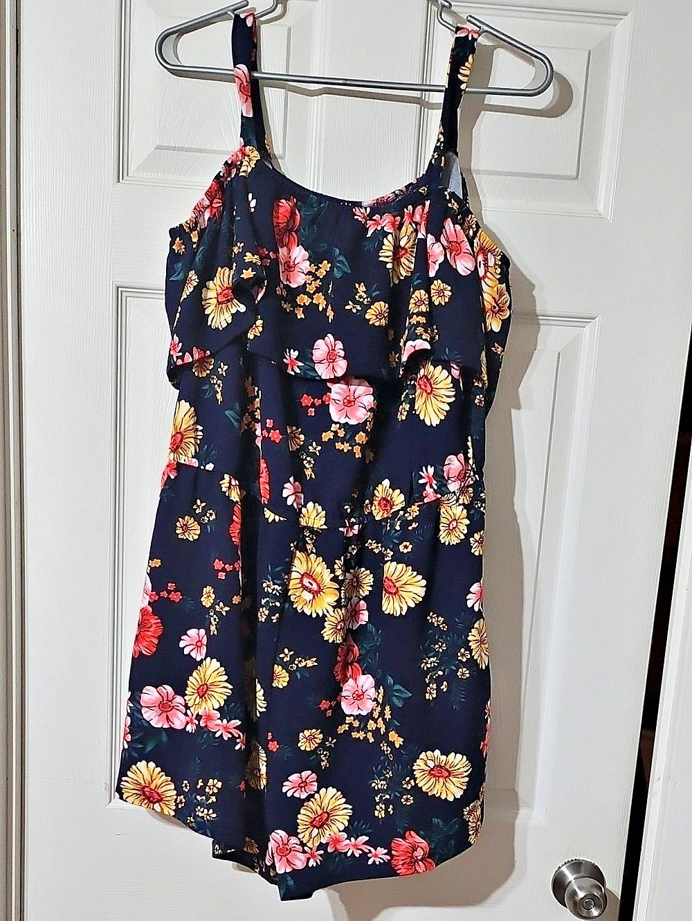 Floral Romper in Blue & Pink Like New